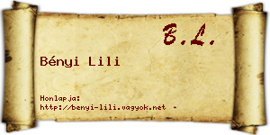 Bényi Lili névjegykártya